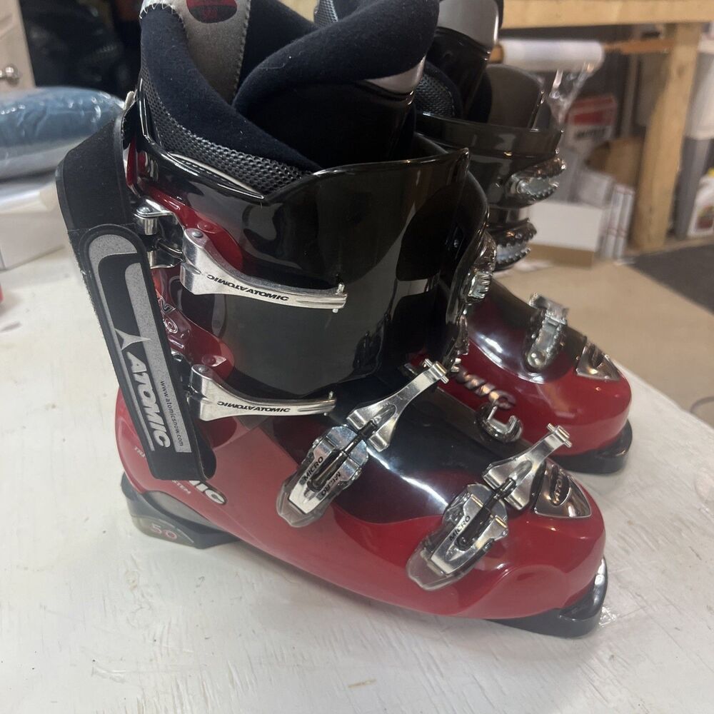 Atomic Beta Carv 8.50 Red Grey Fume Ski Boots Size 28.5 10.5 US EUC